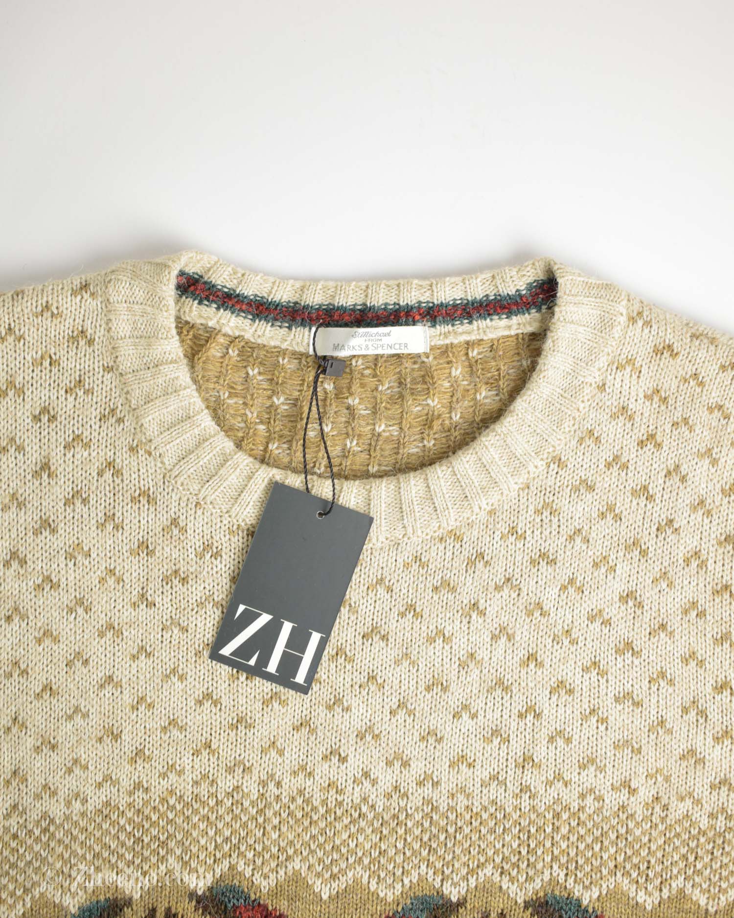 zhc-29862 بافت وینتیج طرحدار نخودی Marks & Spencer - Image 1