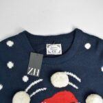 بافت کریسمسی سرمه ای طرح آدم برفی