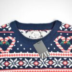 بافت کریسمسی سرمه ای طرح آدم برفی