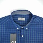 پیراهن نخی چهارخونه سرمه ای Tex