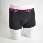 شورت مشکی کمر سرخابی L.O.G.G