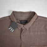 پیراهن لینن آستین کوتاه قهوه ای Cottonongarments