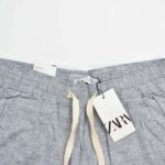 شلوار لینن مردانه طوسی خط ریز Zara