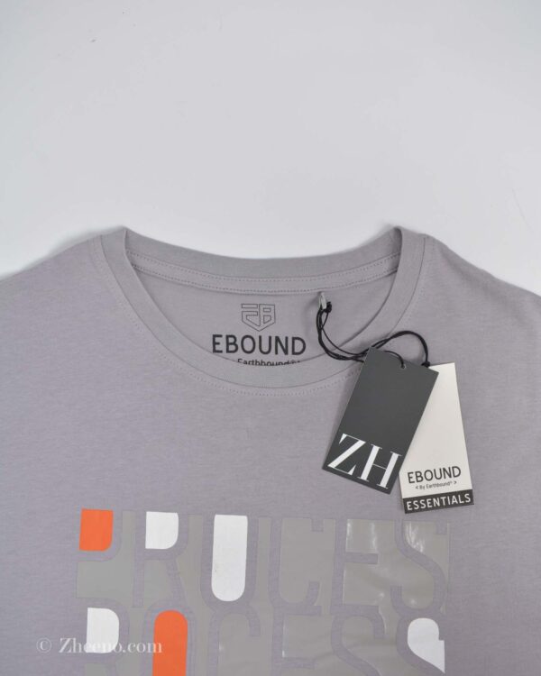 تیشرت نخی مردانه طوسی سربی Ebound