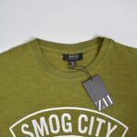 تیشرت نخی مردانه زیتونی طرح دار Smog