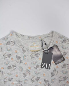 تیشرت نخی مردانه طرح دار طوسی Ebound denim