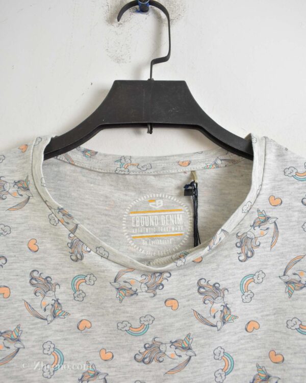 تیشرت نخی مردانه طرح دار طوسی Ebound denim