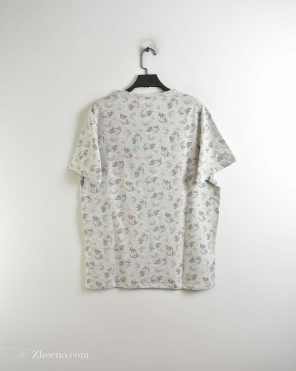 تیشرت نخی مردانه طرح دار طوسی Ebound denim
