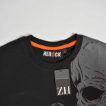 تیشرت نخی مردانه مشکی طرح دار Herock