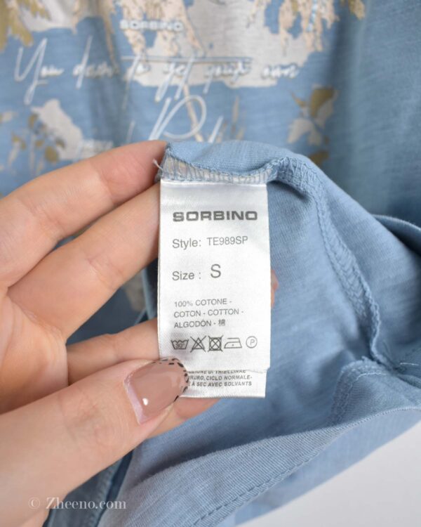 تیشرت نخی مردانه آبی Sorbino