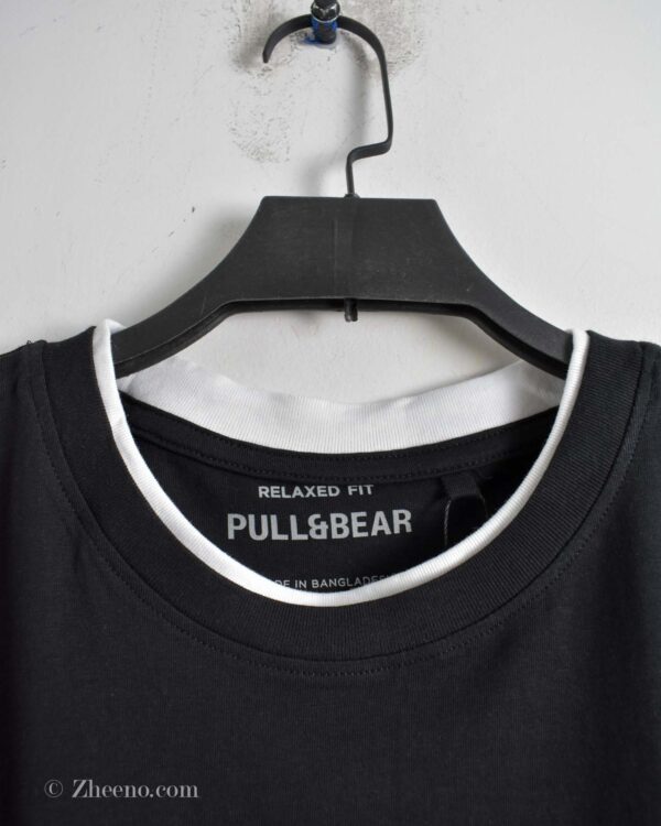 تیشرت نخی مردانه مشکی Pull&Bear