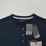 تیشرت نخی مردانه سرمه ای دکمه دار Kennet street