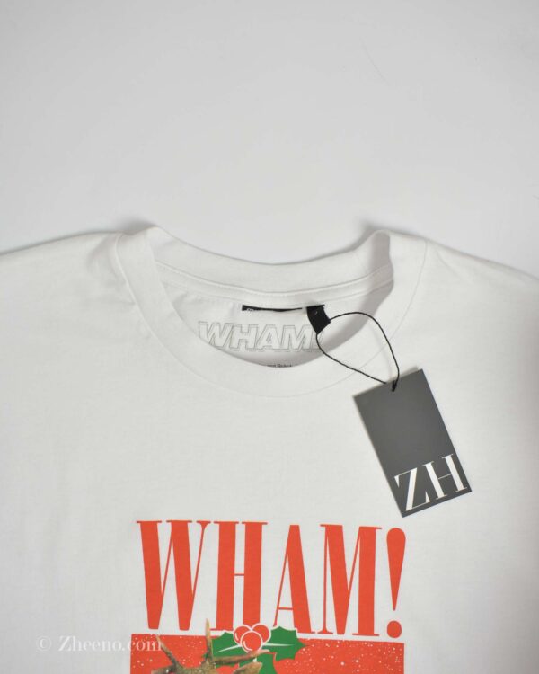 تیشرت نخی مردانه سفید طرحدار Wham