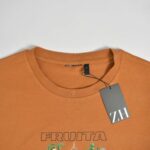 تیشرت نخی مردانه آجری طرحدار