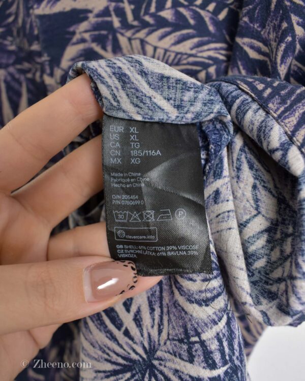 پیراهن هاوایی مردانه سرمه ای H&M
