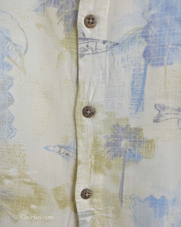 پیراهن هاوایی مردانه سفید طرح گل Batik bay