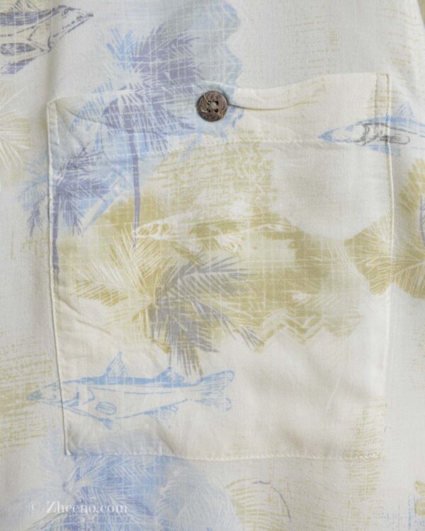 پیراهن هاوایی مردانه سفید طرح گل Batik bay