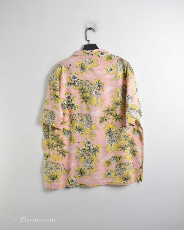 پیراهن هاوایی مردانه صورتی طرح ببر H&M