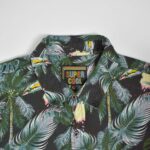 پیراهن هاوایی مردانه مشکی طرح برگ و پرنده Super cool