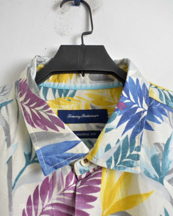 پیراهن هاوایی مردانه سفید طرح برگ Tommy bahama