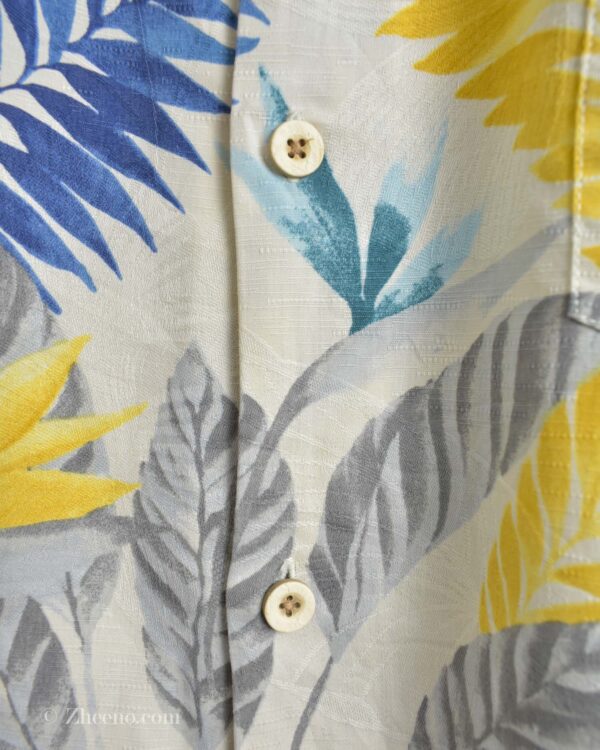 پیراهن هاوایی مردانه سفید طرح برگ Tommy bahama