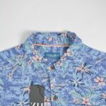 پیراهن هاوایی مردانه آبی طرح گل Caribbean joe