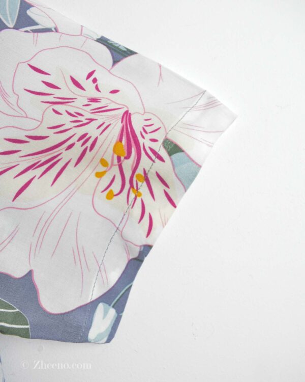 پیراهن هاوایی مردانه طوسی طرح گل Denim&flower
