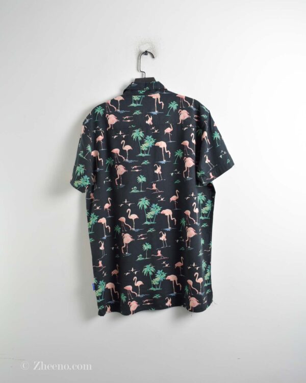 پیراهن هاوایی مردانه مشکی طرح فلامینگو Jack&Jones