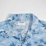پیراهن هاوایی مردانه آبی طرح گل Old navy