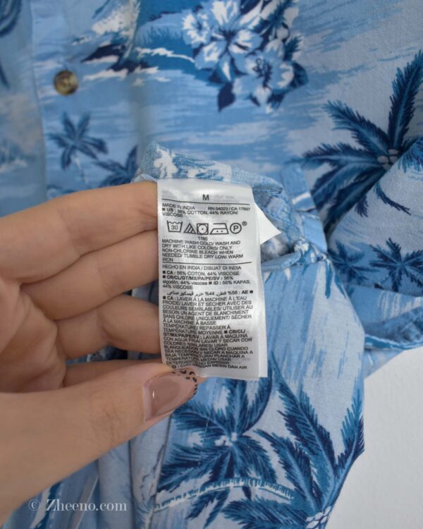 پیراهن هاوایی مردانه آبی طرح گل Old navy