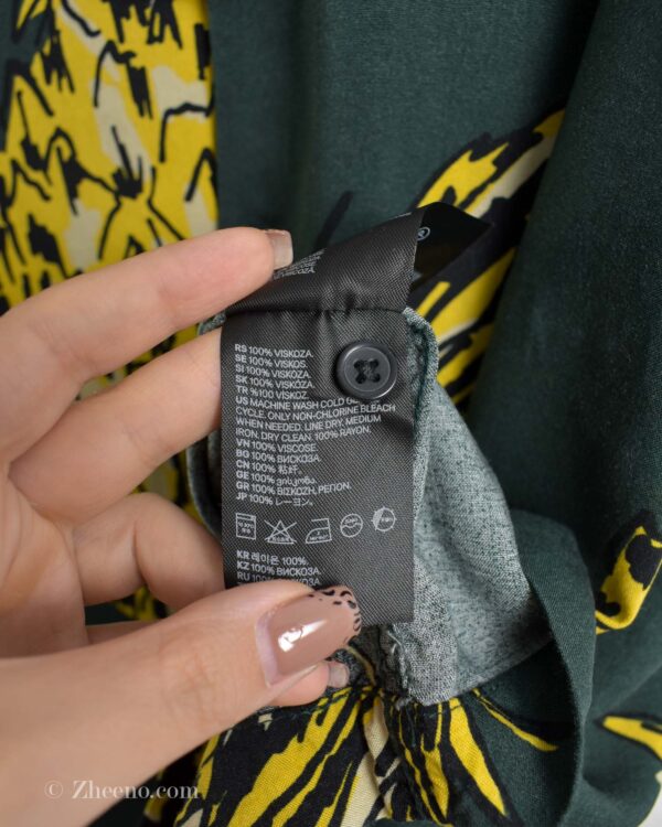 پیراهن هاوایی مردانه سبز تیره طرح آناناس H&M