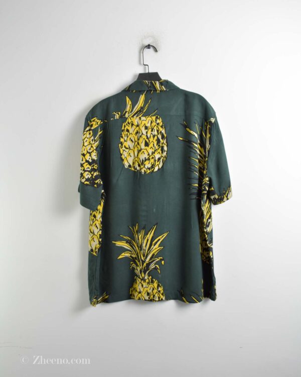 پیراهن هاوایی مردانه سبز تیره طرح آناناس H&M
