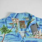 پیراهن هاوایی مردانه طرح دار آبی Pineapple connection