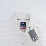 پیراهن لینن مردانه طرح دار ریز سفید Netplay