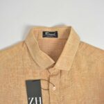 پیراهن لینن مردانه ساده نارنجی Rayal
