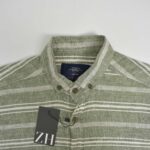 پیراهن لینن مردانه راه راه یشمی C21