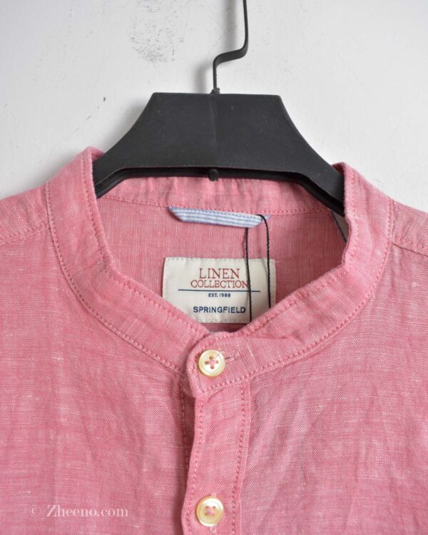 پیراهن لینن مردانه یقه گرد صورتی Linen collection