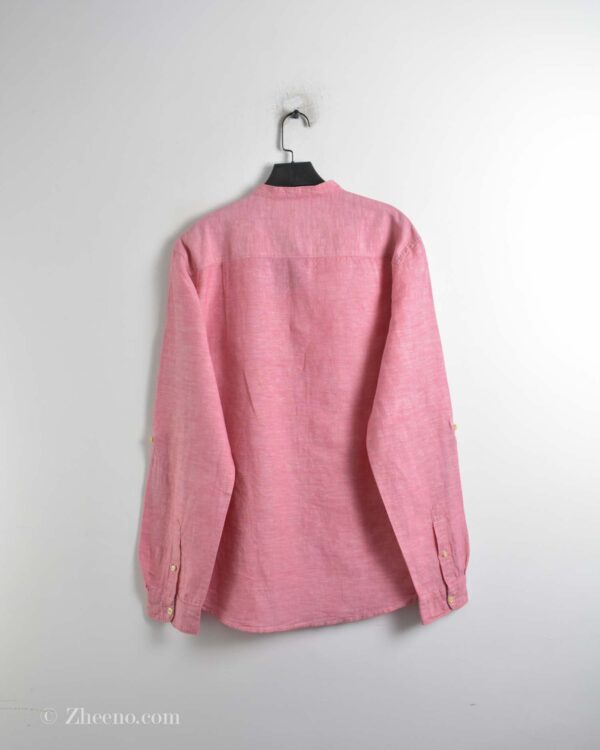 پیراهن لینن مردانه یقه گرد صورتی Linen collection