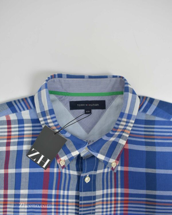 پیراهن نخی مردانه شطرنجی آبی Tommy Hilfiger
