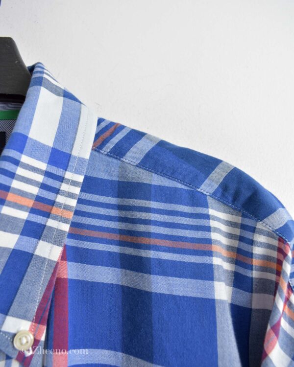 پیراهن نخی مردانه شطرنجی آبی Tommy Hilfiger
