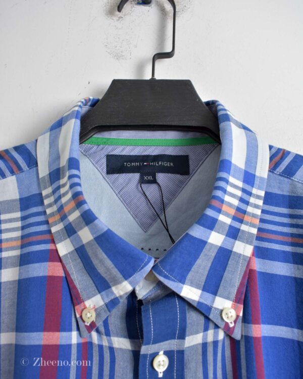 پیراهن نخی مردانه شطرنجی آبی Tommy Hilfiger