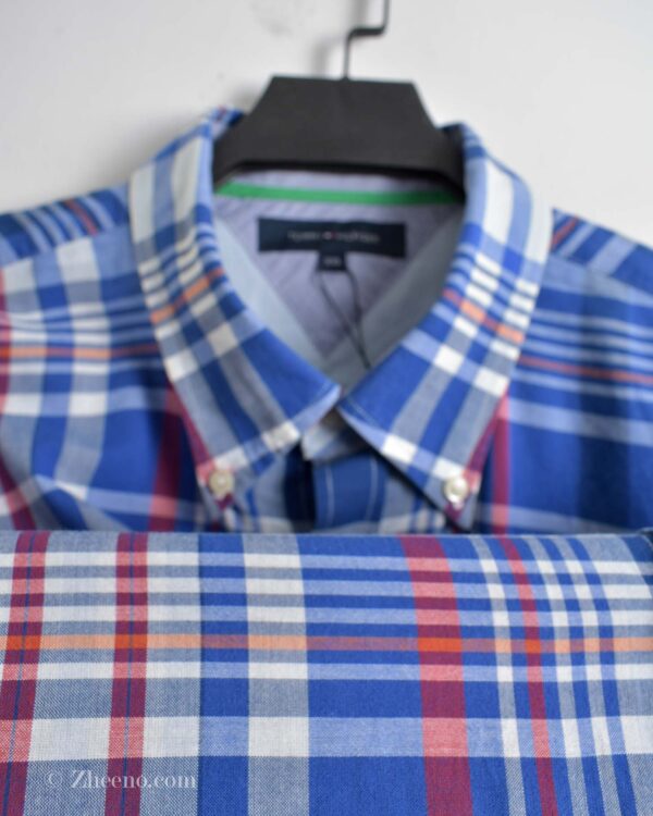 پیراهن نخی مردانه شطرنجی آبی Tommy Hilfiger