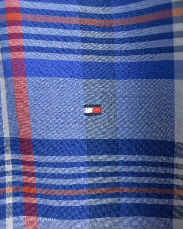 پیراهن نخی مردانه شطرنجی آبی Tommy Hilfiger