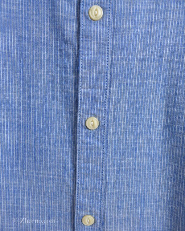پیراهن نخی مردانه راه راه ریز آبی Tom tailor denim