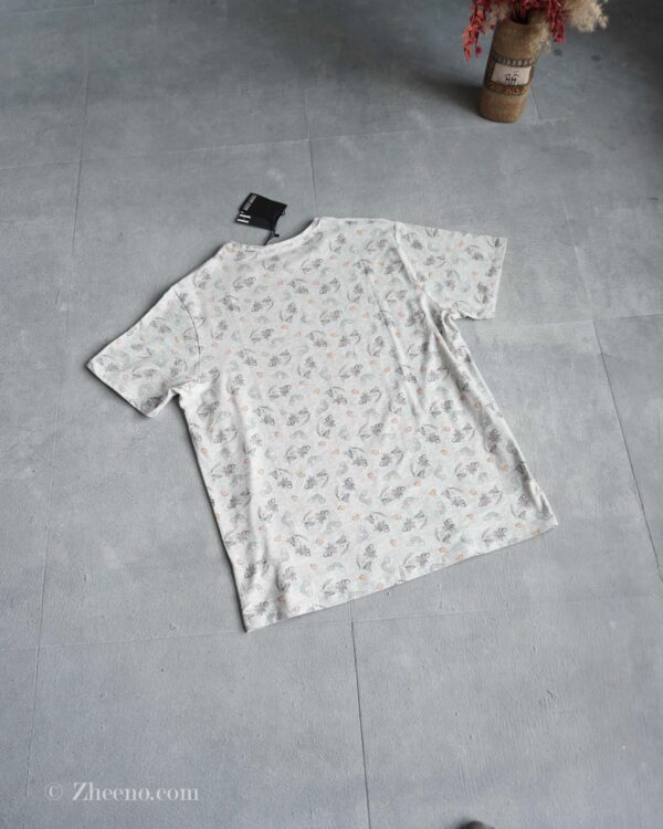 تیشرت نخی مردانه طرح دار طوسی Ebound denim - Image 3