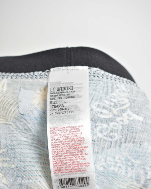 شورت مشکی طرح دار برگ کمر مشکی LC waikiki