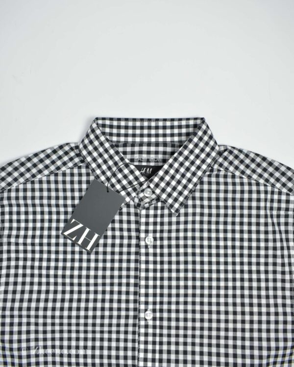 پیراهن نخی چهارخونه آستین بلند H&M