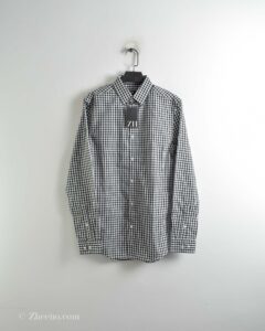 پیراهن نخی چهارخونه آستین بلند H&M