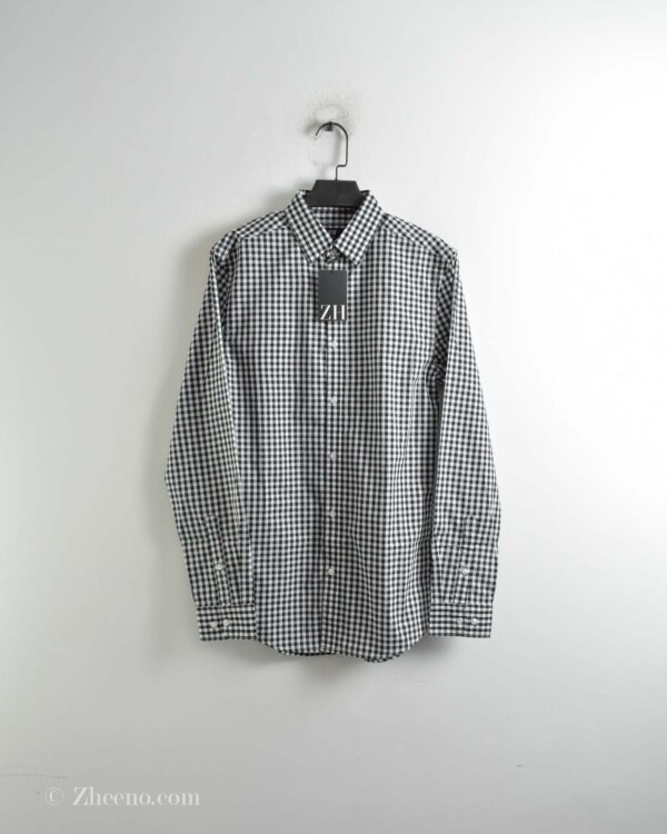 پیراهن نخی چهارخونه آستین بلند H&M