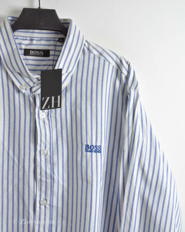 پیراهن نخی راه راه آستین بلند Hugo Boss